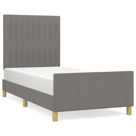 Cadre de lit sans matelas gris foncé 90x190 cm tissu 2