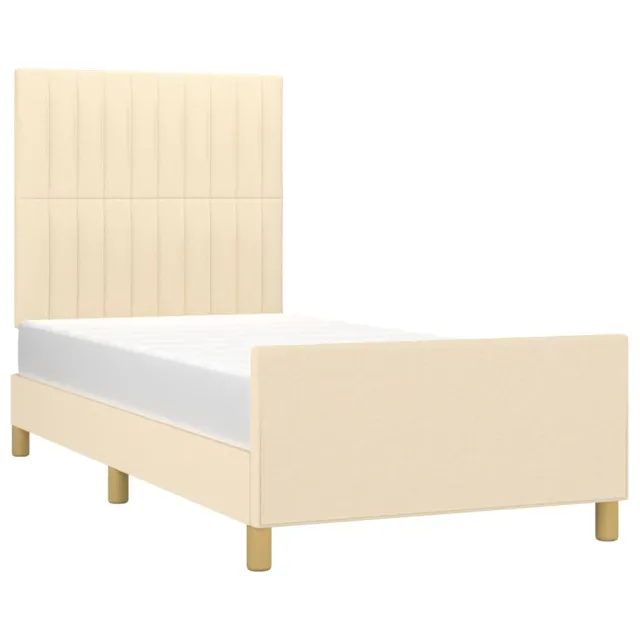 Cadre de lit sans matelas crème 90x190 cm tissu