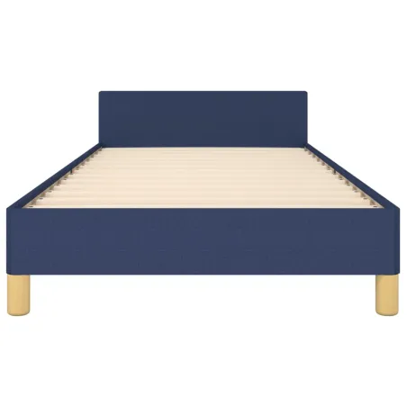 Cadre de lit sans matelas bleu 90x190 cm tissu