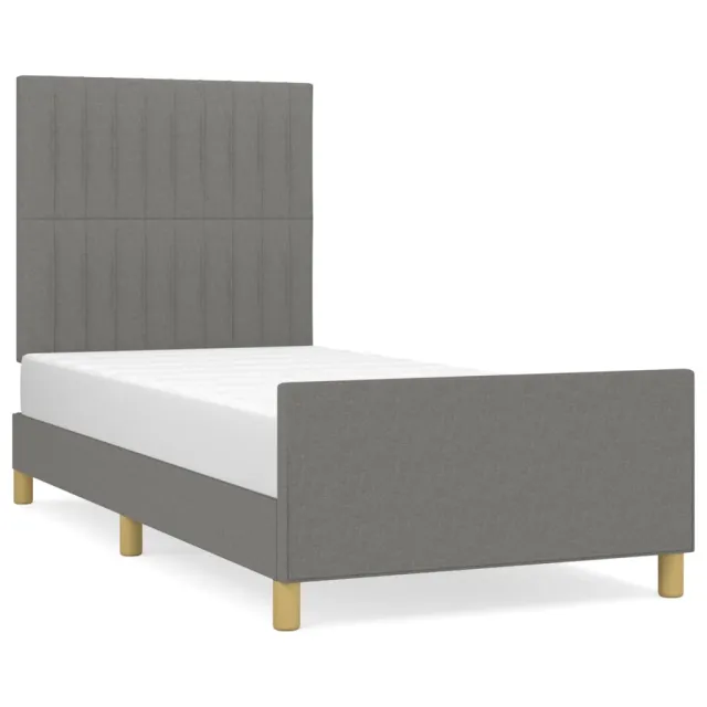 Cadre de lit sans matelas gris foncé 90x200 cm tissu