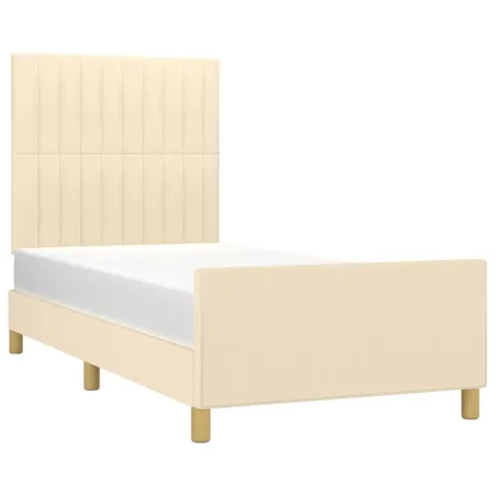 Cadre de lit sans matelas crème 90x200 cm tissu