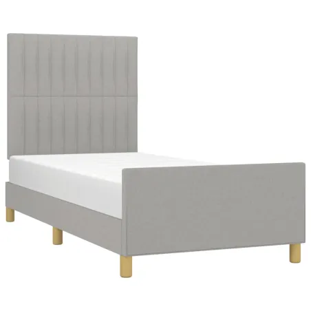 Cadre de lit sans matelas gris clair 100x200 cm tissu