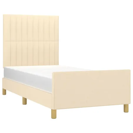 Cadre de lit sans matelas crème 100x200 cm tissu