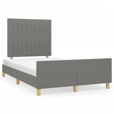Cadre de lit sans matelas gris foncé 120x200 cm tissu 2