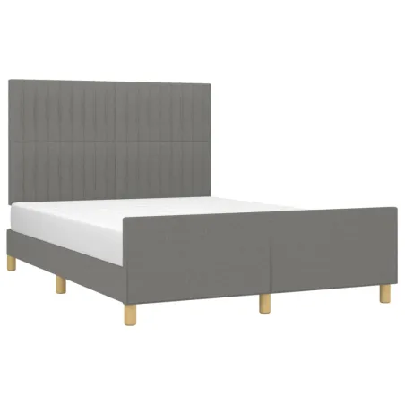 Cadre de lit sans matelas gris foncé 140x200 cm tissu