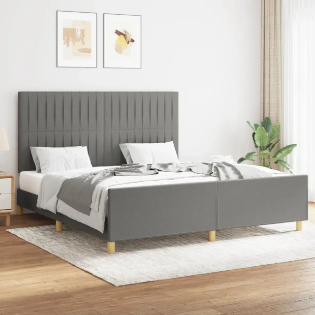 Cadre de lit sans matelas gris foncé 160x200 cm tissu