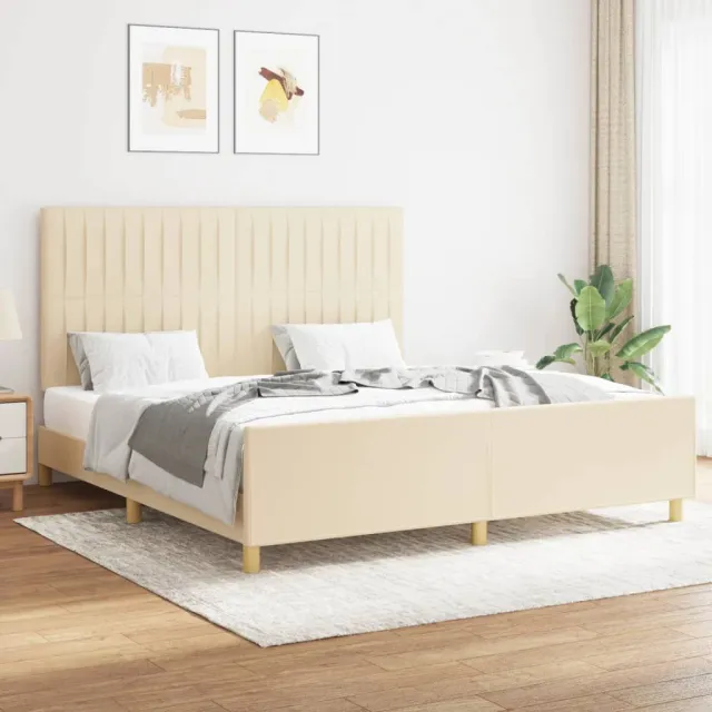 Cadre de lit sans matelas crème 160x200 cm tissu