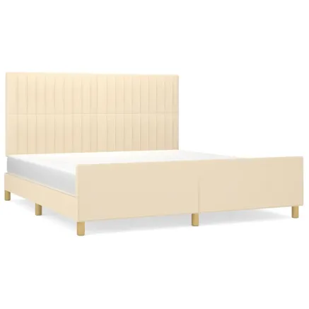Cadre de lit sans matelas crème 160x200 cm tissu 2