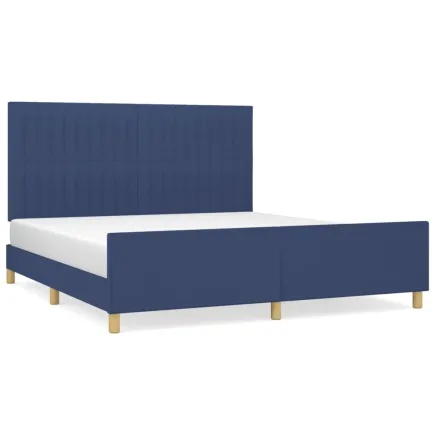 Cadre de lit sans matelas bleu 160x200 cm tissu 2