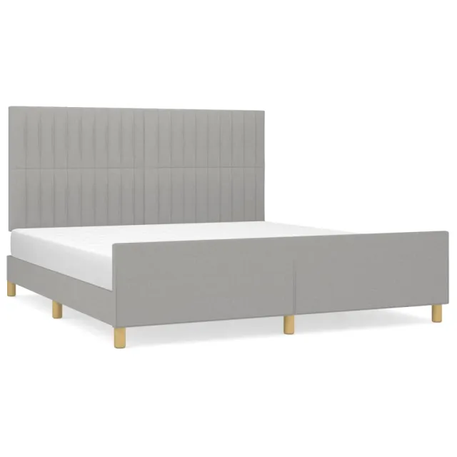 Cadre de lit sans matelas gris clair 180x200 cm tissu