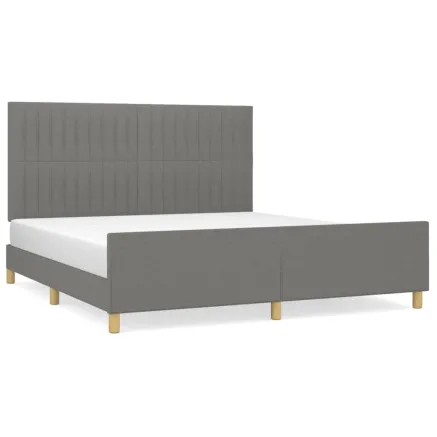 Cadre de lit sans matelas gris foncé 180x200 cm tissu 2