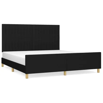 Cadre de lit sans matelas noir 180x200 cm tissu 2