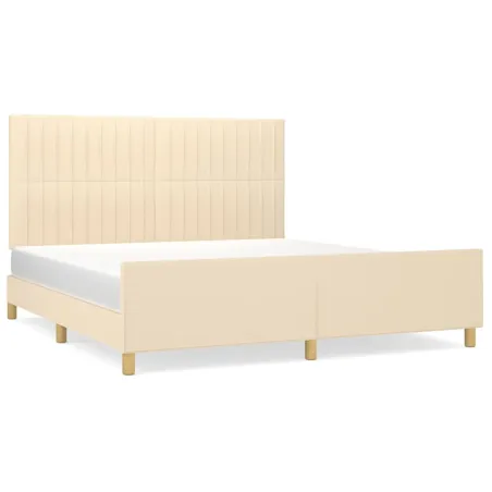 Cadre de lit sans matelas crème 180x200 cm tissu