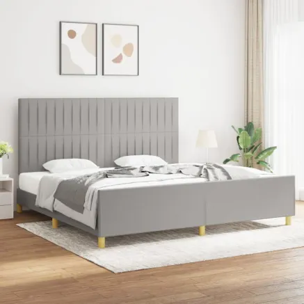 Cadre de lit sans matelas gris clair 200x200 cm tissu