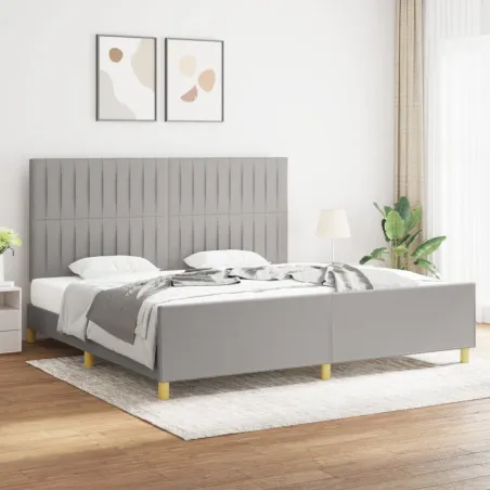 Cadre de lit sans matelas gris clair 200x200 cm tissu