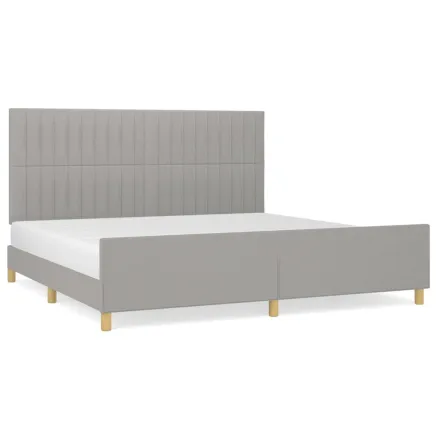 Cadre de lit sans matelas gris clair 200x200 cm tissu 2