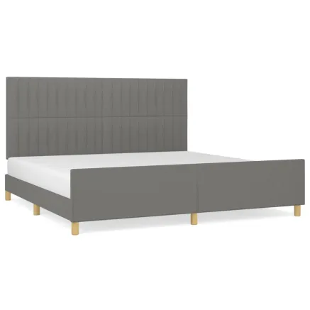 Cadre de lit sans matelas gris foncé 200x200 cm tissu 2