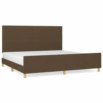 Cadre de lit sans matelas marron foncé 200x200 cm tissu 2