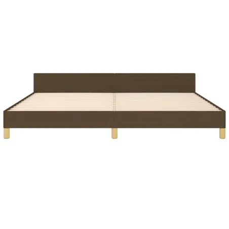Cadre de lit sans matelas marron foncé 200x200 cm tissu