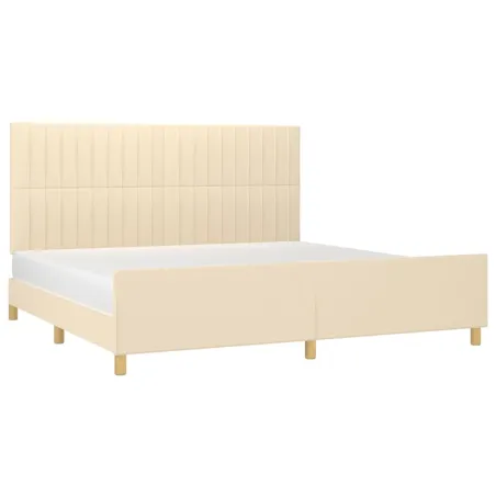 Cadre de lit sans matelas crème 200x200 cm tissu