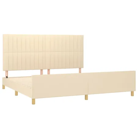 Cadre de lit sans matelas crème 200x200 cm tissu