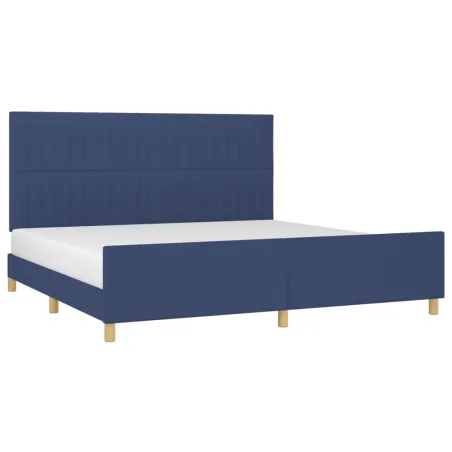 Cadre de lit sans matelas bleu 200x200 cm tissu