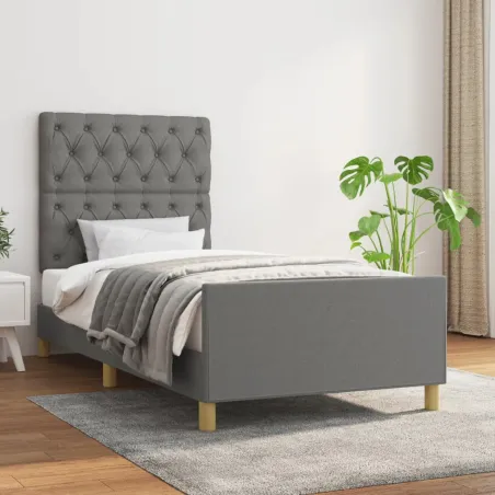 Cadre de lit sans matelas gris foncé 80x200 cm tissu