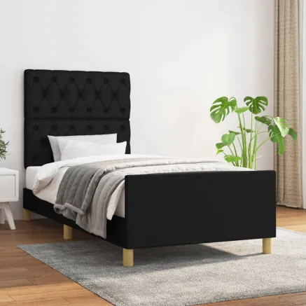 Cadre de lit sans matelas noir 80x200 cm tissu