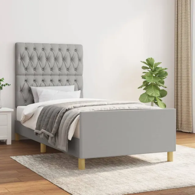 Cadre de lit sans matelas gris clair 90x200 cm tissu