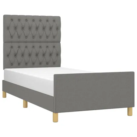 Cadre de lit sans matelas gris foncé 90x200 cm tissu