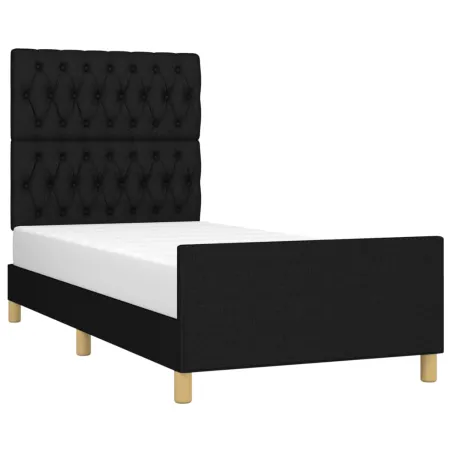 Cadre de lit sans matelas noir 90x200 cm tissu