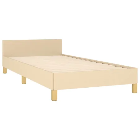 Cadre de lit sans matelas crème 90x200 cm tissu