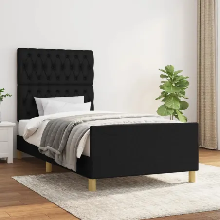 Cadre de lit sans matelas noir 100x200 cm tissu