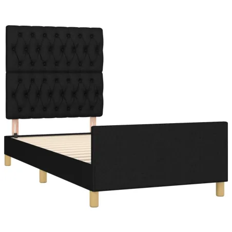 Cadre de lit sans matelas noir 100x200 cm tissu