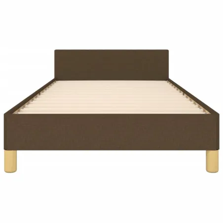 Cadre de lit sans matelas marron foncé 100x200 cm tissu