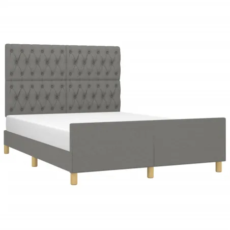 Cadre de lit sans matelas gris foncé 140x190 cm tissu