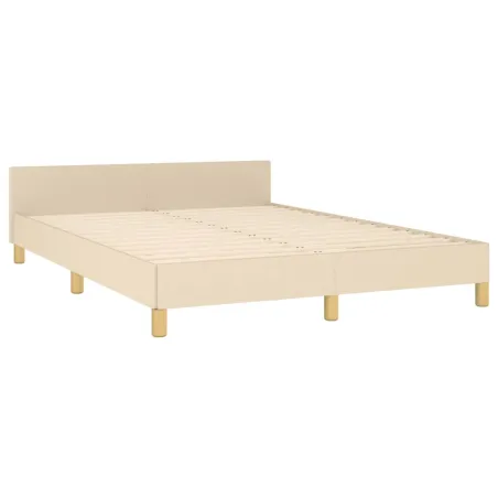 Cadre de lit sans matelas crème 140x190 cm tissu