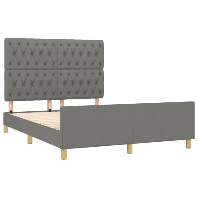 Cadre de lit sans matelas gris foncé 140x200 cm tissu
