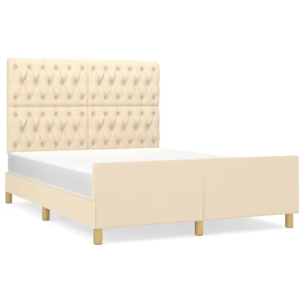 Cadre de lit sans matelas crème 140x200 cm tissu 2