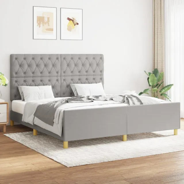 Cadre de lit sans matelas gris clair 160x200 cm tissu