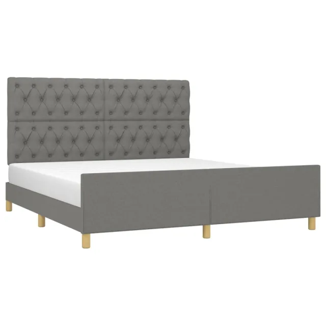 Cadre de lit sans matelas gris foncé 160x200 cm tissu