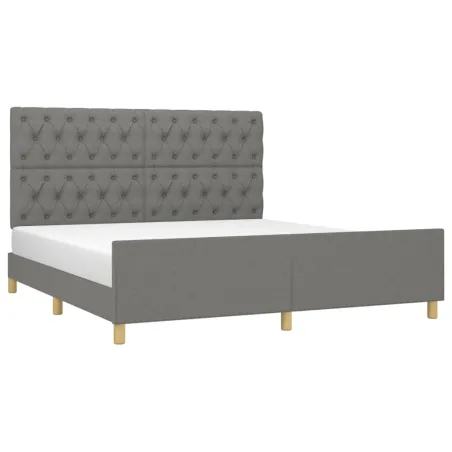Cadre de lit sans matelas gris foncé 160x200 cm tissu