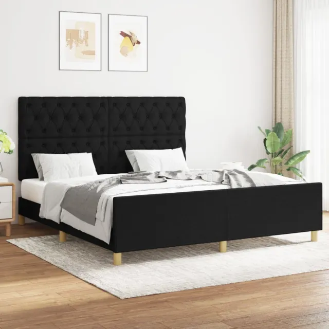 Cadre de lit sans matelas noir 160x200 cm tissu