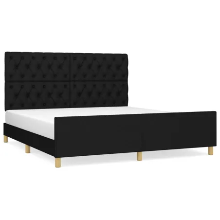 Cadre de lit sans matelas noir 160x200 cm tissu
