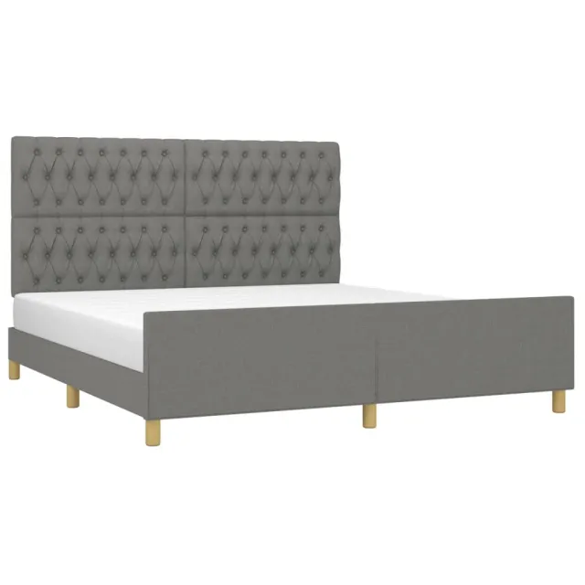 Cadre de lit sans matelas gris foncé 180x200 cm tissu