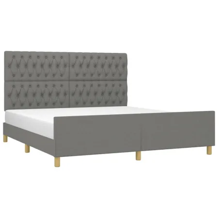 Cadre de lit sans matelas gris foncé 180x200 cm tissu
