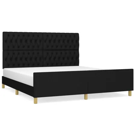 Cadre de lit sans matelas noir 180x200 cm tissu