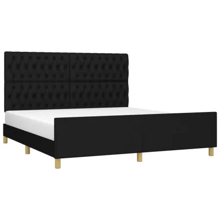 Cadre de lit sans matelas noir 180x200 cm tissu