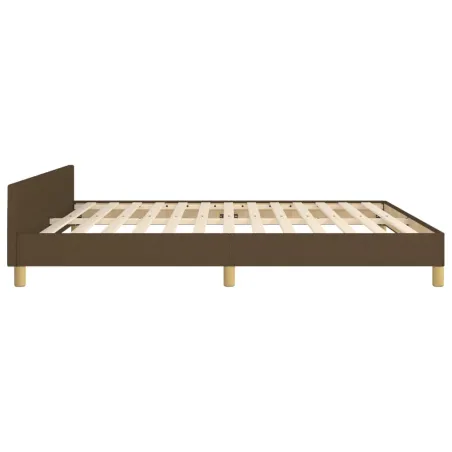 Cadre de lit sans matelas marron foncé 180x200 cm tissu