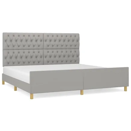 Cadre de lit sans matelas avec tête de lit gris clair tissu 2